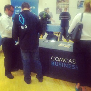 Comcast attended and here talks with guests at their booth, representing one of Hurricane's carriers