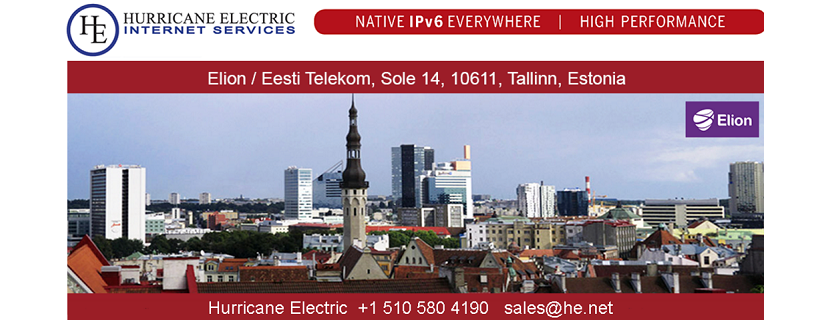 Hurricane Electric Expands Global Network to Third Baltic State, Estonia