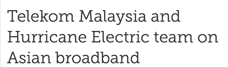 DataCenter Dynamics Features Hurricane Electric’s Recent Partnership with Telekom Malaysia