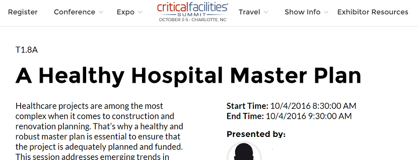 2016 Critical Facilities Summit to Feature Healthcare, Reports Mission Critical Magazine